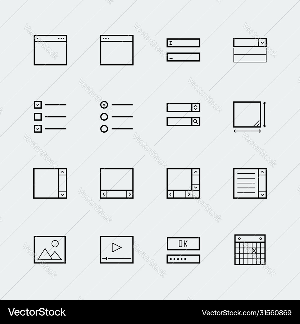 Web or app form elements icon set Web or app form elements icon set vector image
