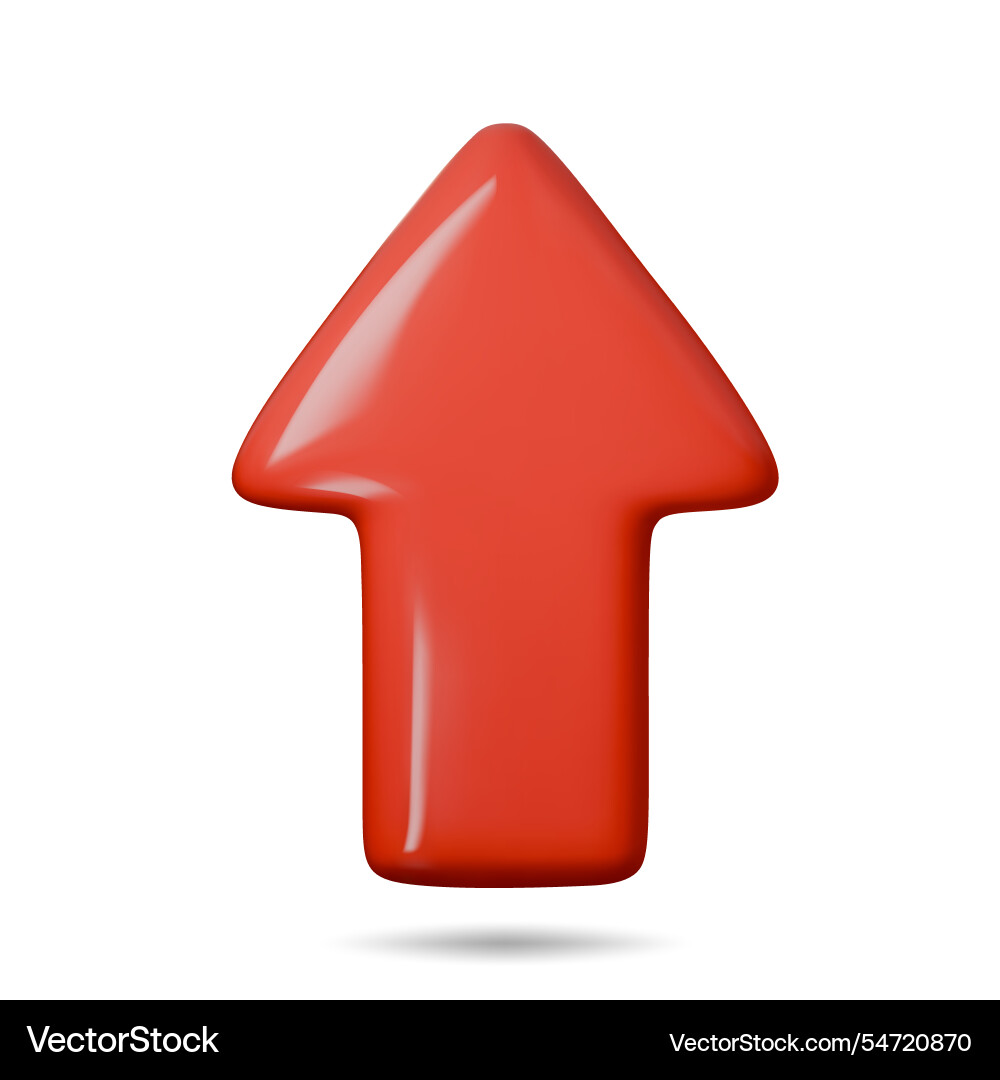 3d arrow pointing up red color realistic 3d arrow pointing up red color realistic vector image
