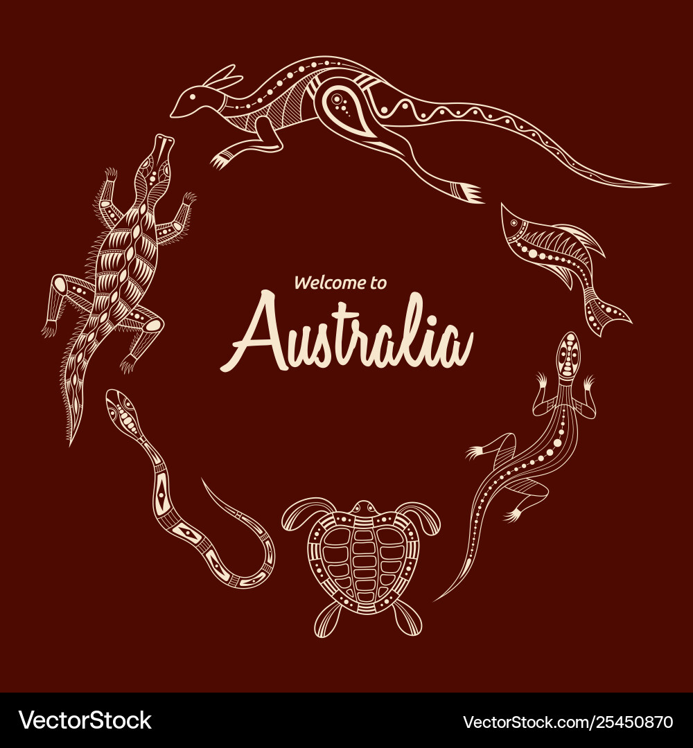 Animals australia kangaroo llizard crocodile Animals australia kangaroo llizard crocodile vector image