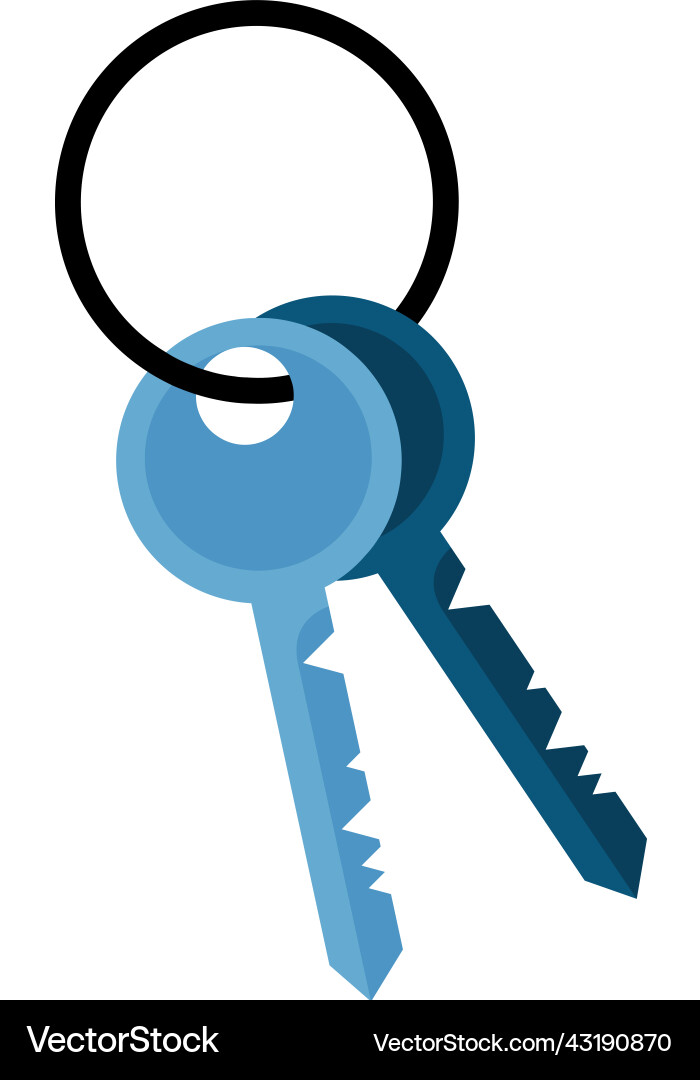 Bunch of keys semi flat color object vector image