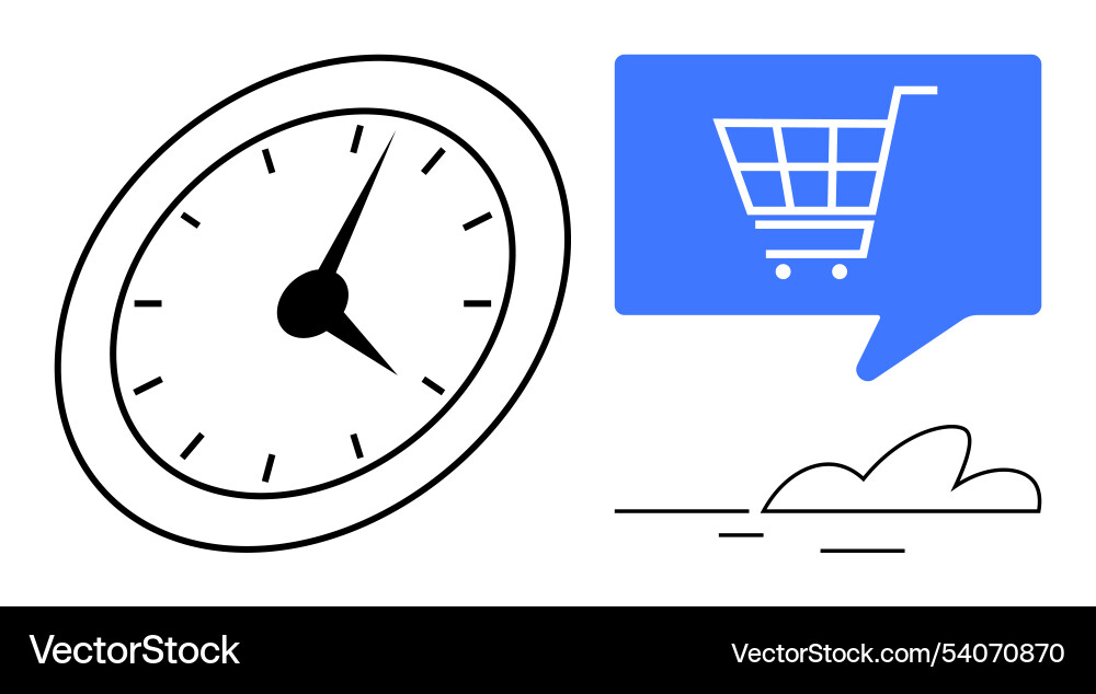 Clock representing time management with shopping Vector Image