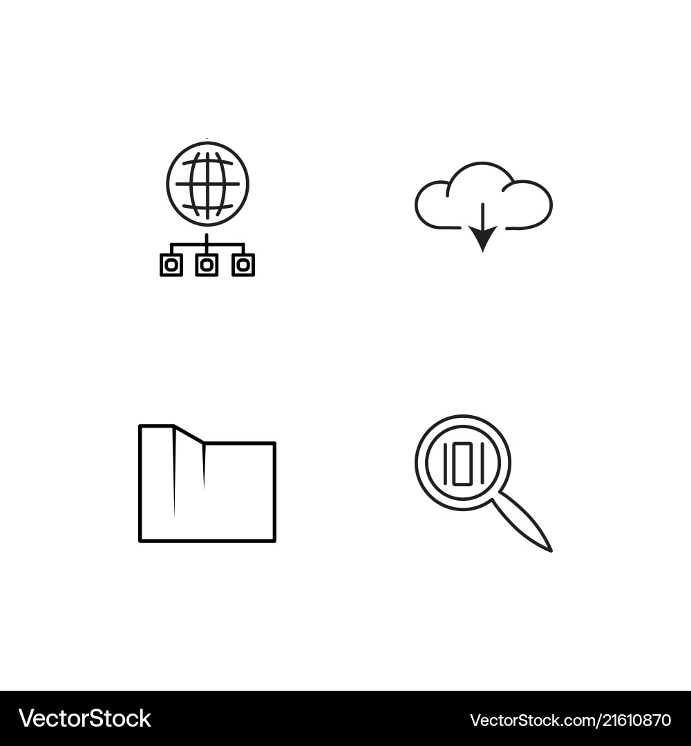 Data analytics linear icons set simple outline vector image