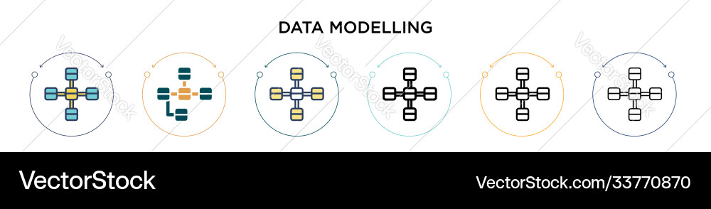 Data modelling icon in filled thin line outline Data modelling icon in filled thin line outline vector image