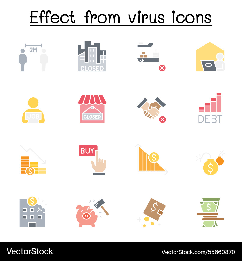 Effect from virus icon set in flat color style Vector Image