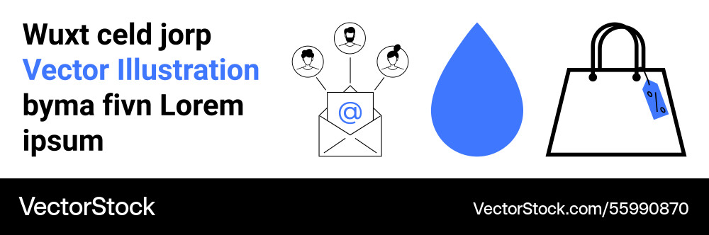 Email communication icons water drop Royalty Free Vector