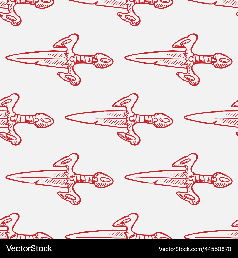 Fantasy dagger seamless pattern Fantasy dagger seamless pattern vector image