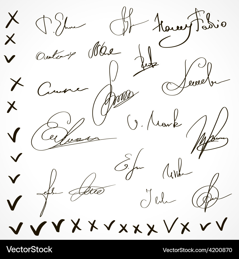 Fictional Signature Collection Vector Image