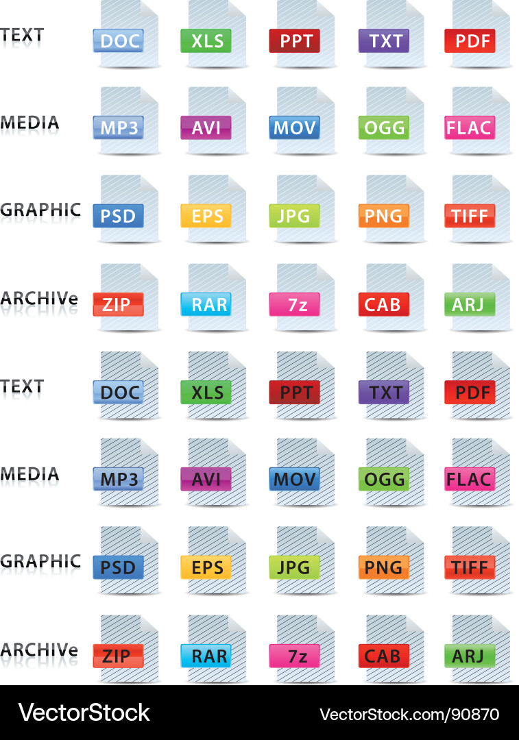 File Icon Set - Text & Media vector image