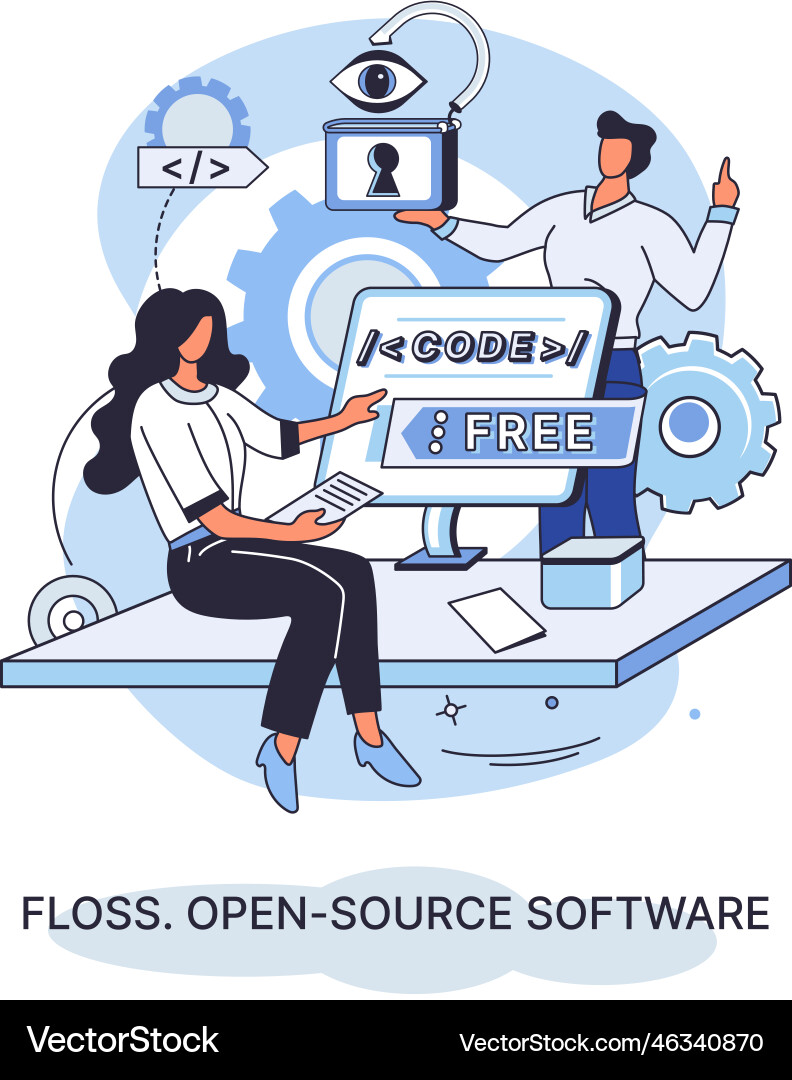 Floss open source software free product anyone Floss open source software free product anyone vector image
