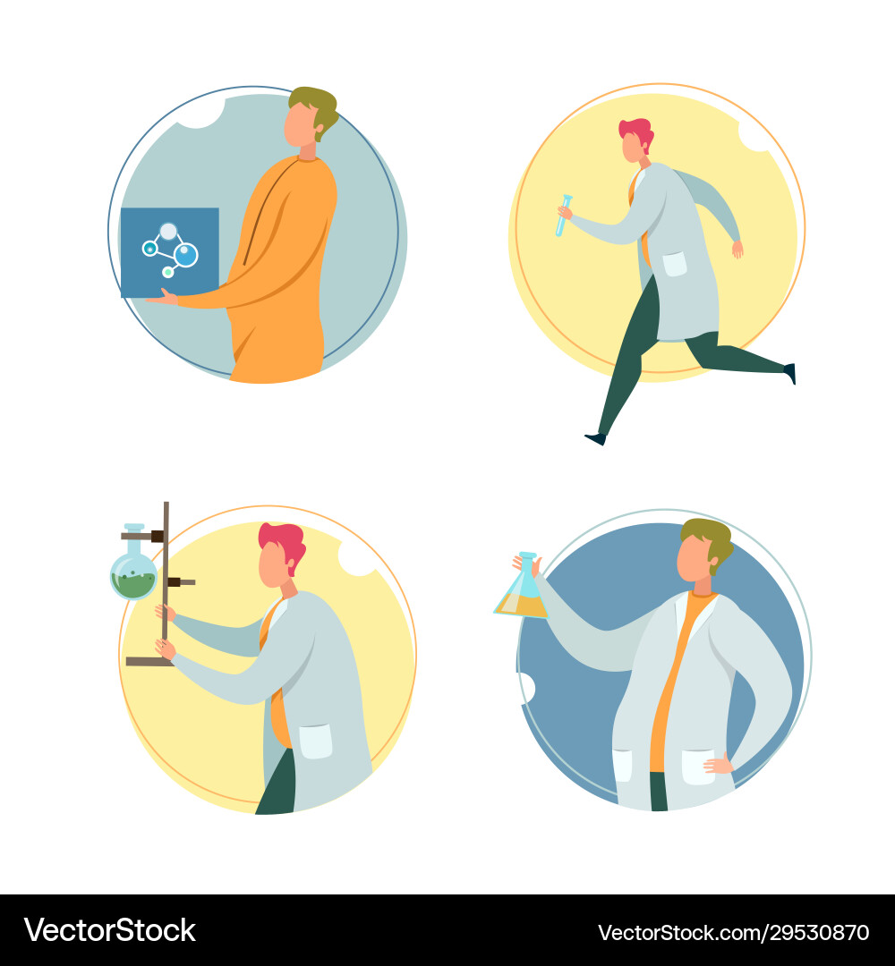 Laboratory assistant or chemist character set vector image