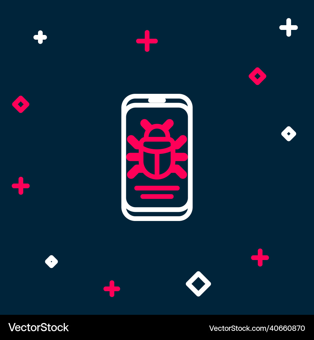 Line system bug on mobile icon isolated blue Line system bug on mobile icon isolated blue vector image