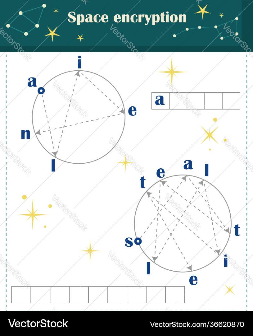 Logic game for children space encryption vector image