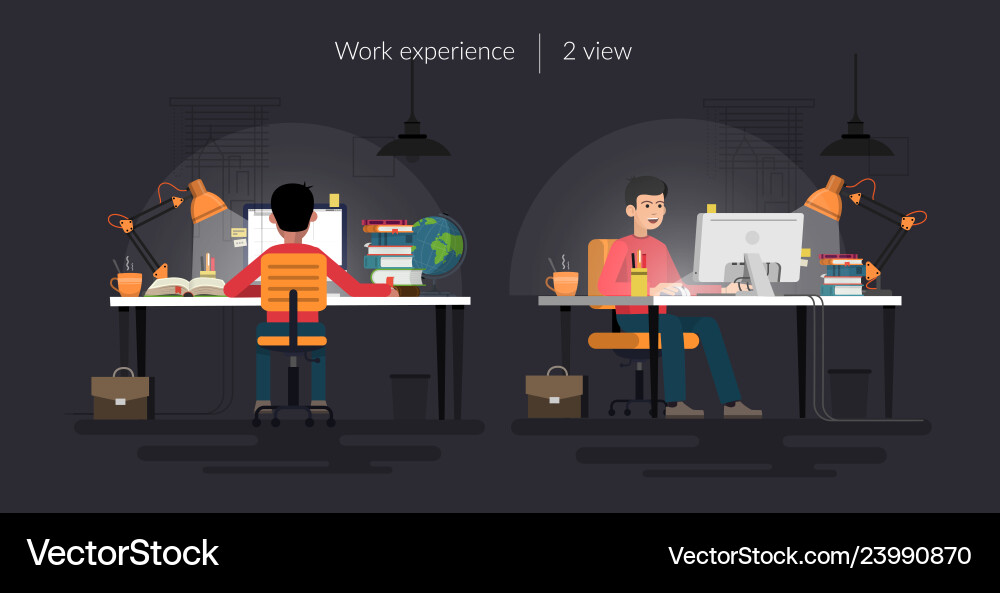 Man Working on Computer vector image