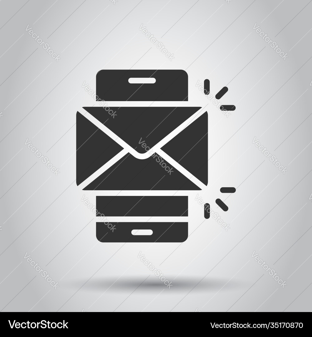Message on smartphone icon in flat style mail Message on smartphone icon in flat style mail vector image