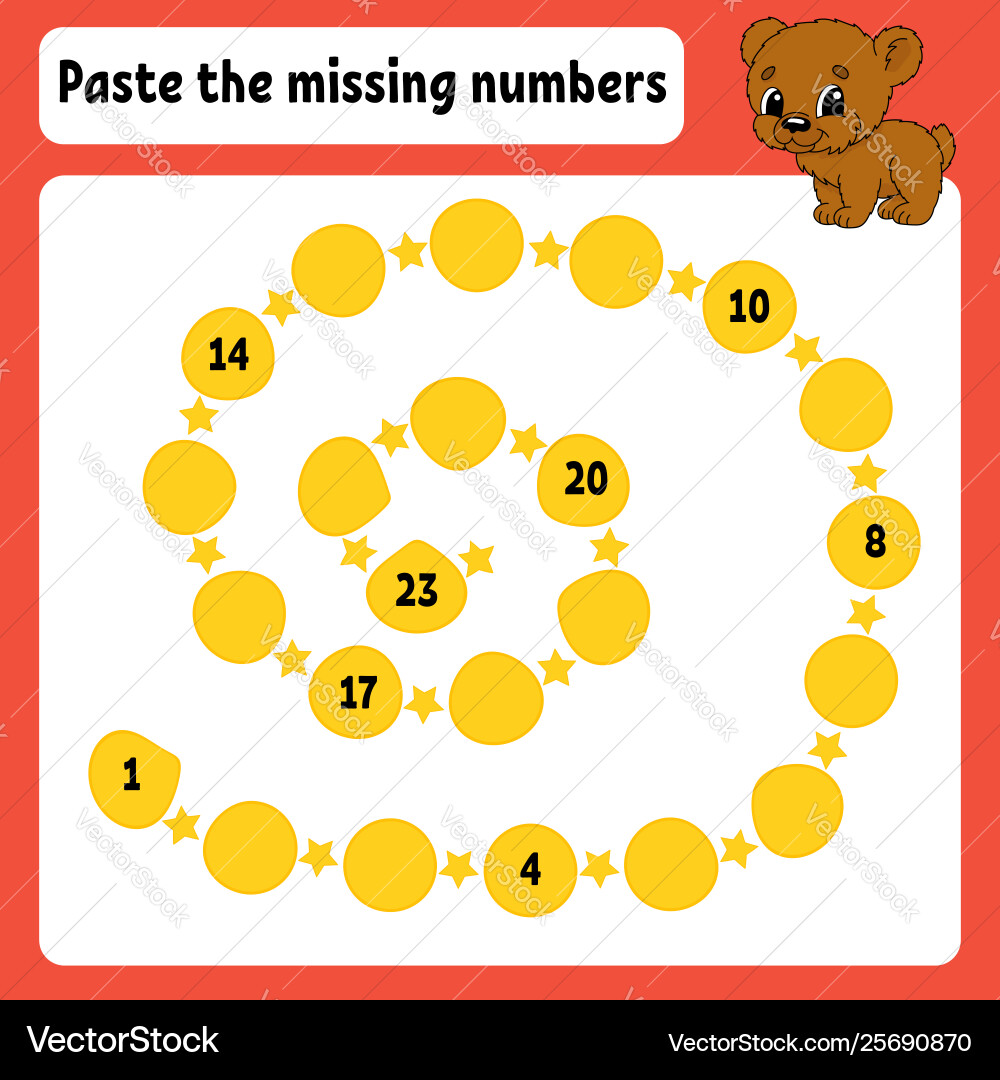 Paste missing numbers handwriting practice Paste missing numbers handwriting practice vector image