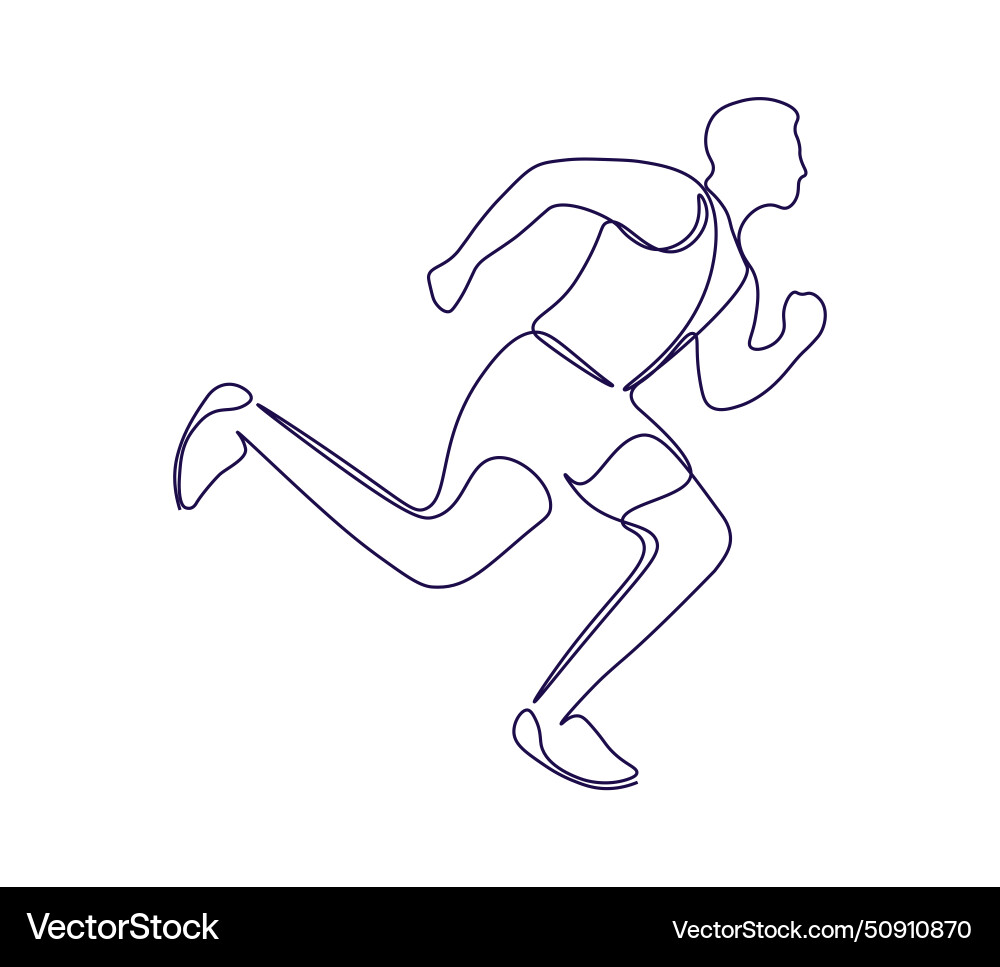 Running athlete in single continuous line Running athlete in single continuous line vector image