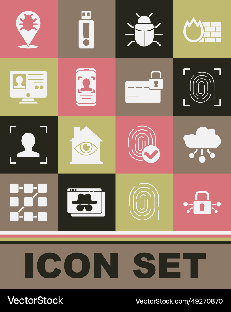 Set cyber security internet of things fingerprint Set cyber security internet of things fingerprint vector image