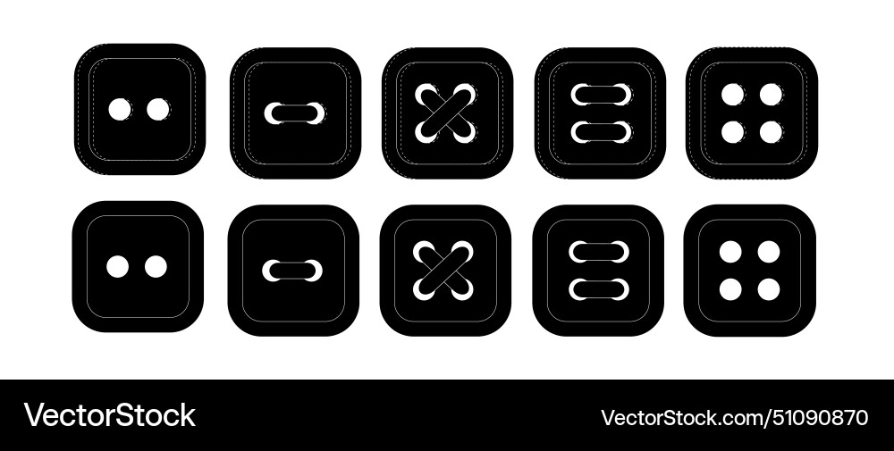 Set of black square buttons button with two Vector Image
