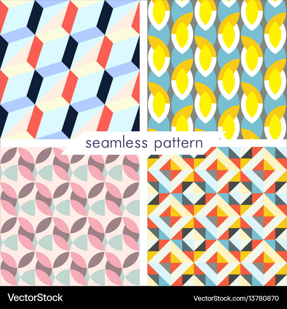 Set of four seamless geometrical patterns Set of four seamless geometrical patterns vector image