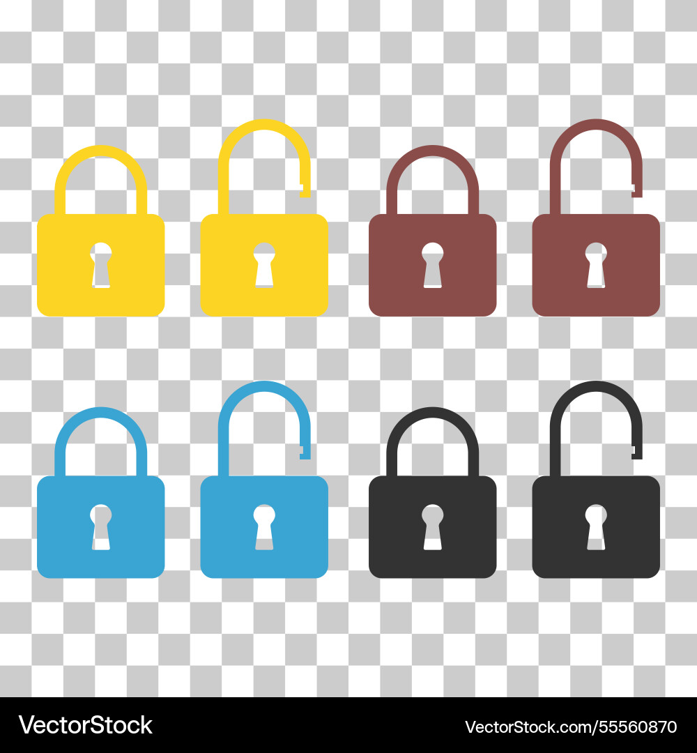 Set of lock classic design icon keyhole web vector image