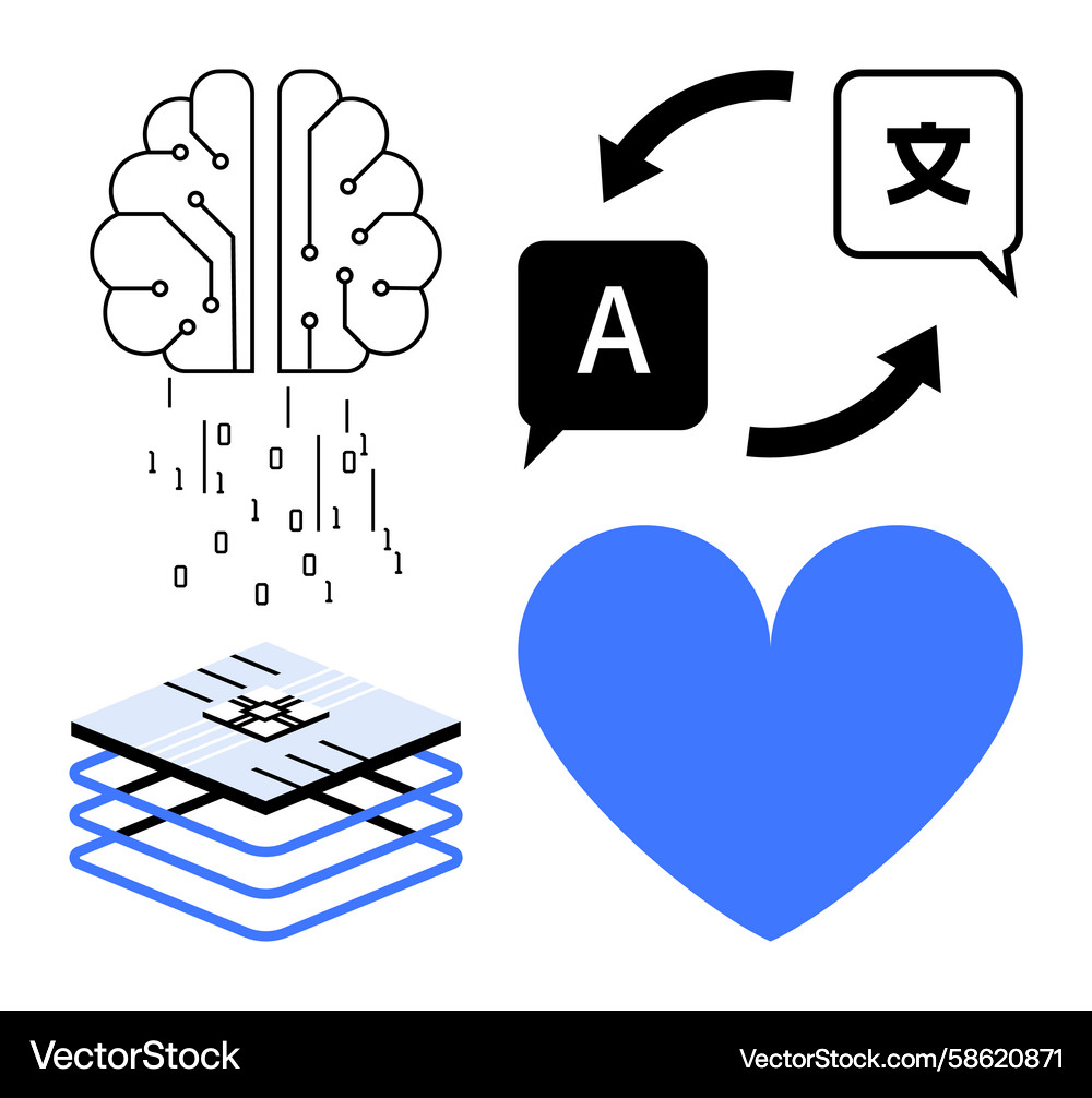 AI Language & Machine Learning Vector Image