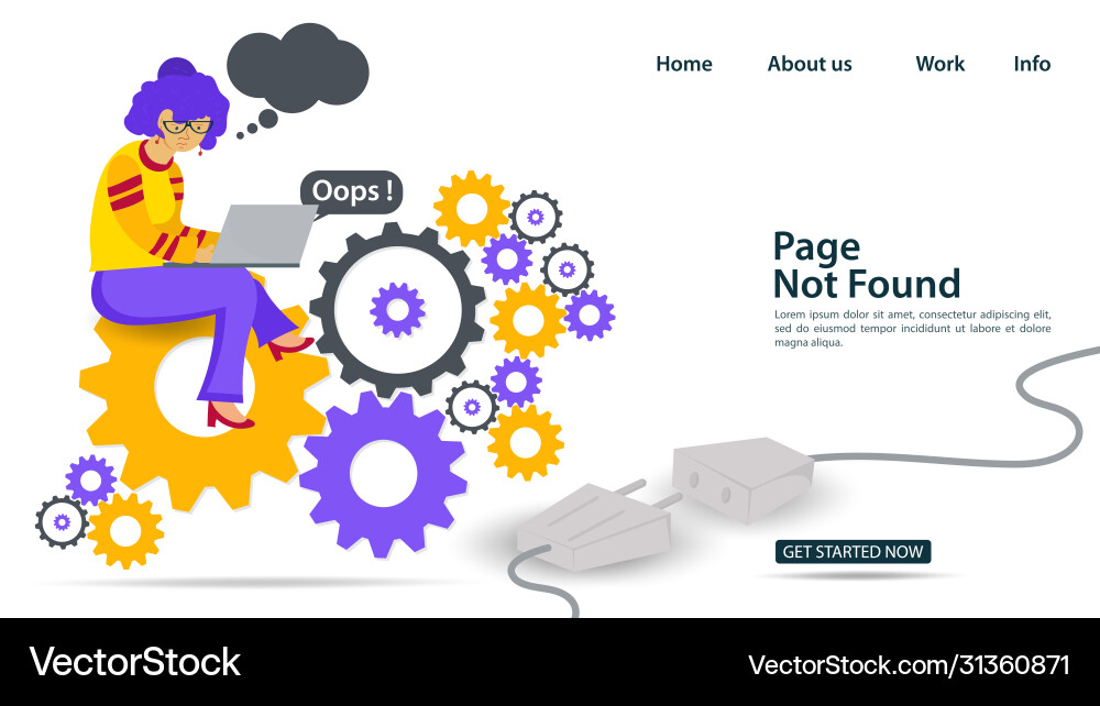 Banner oops 404 error page not found internet vector image