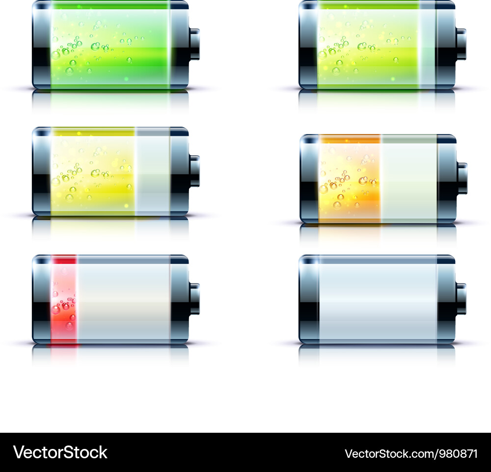 Battery Level Icons - Glossy Style Vector Image