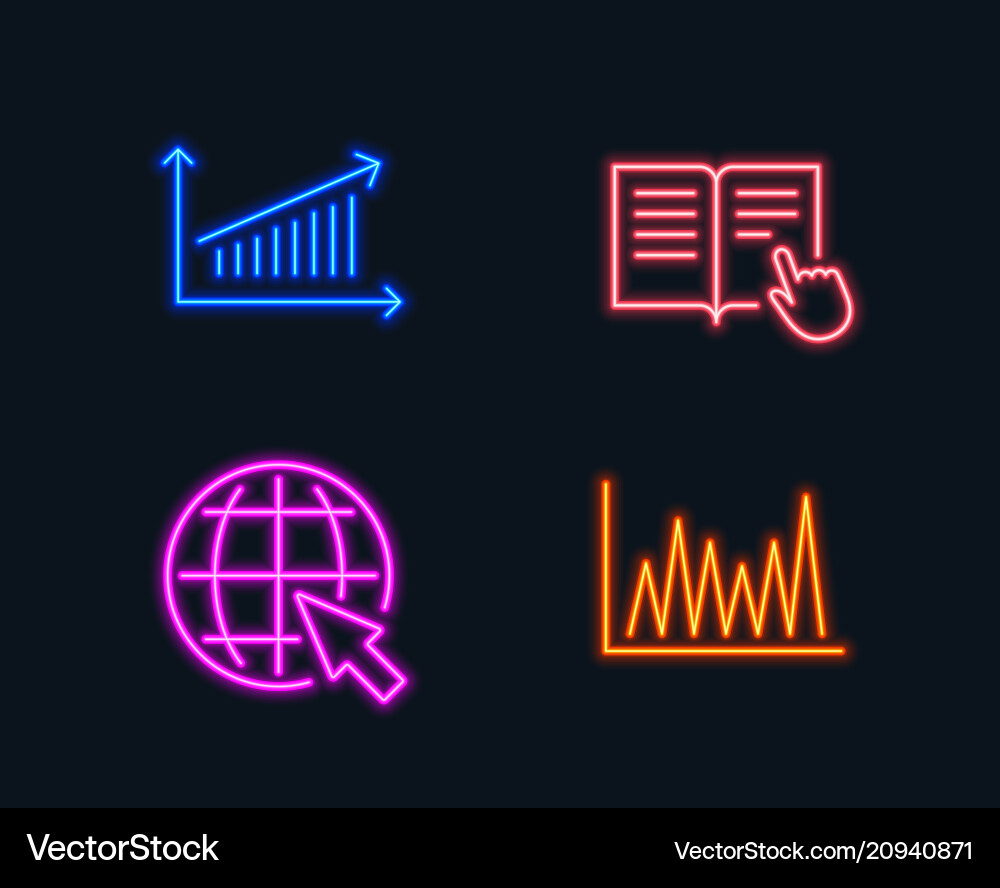 Chart read instruction and internet icons line Vector Image