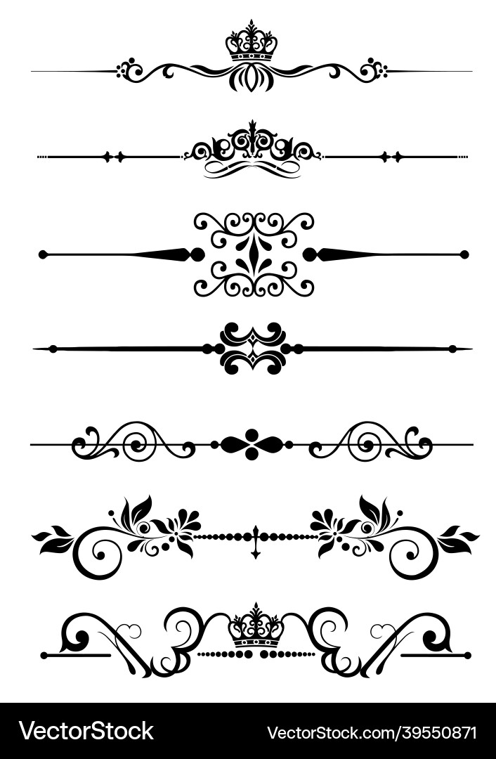 Collection of ornamental rule lines in different Vector Image