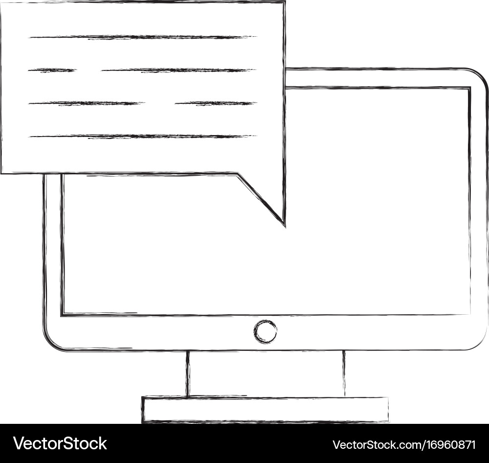 Computer desktop with speech bubble vector image