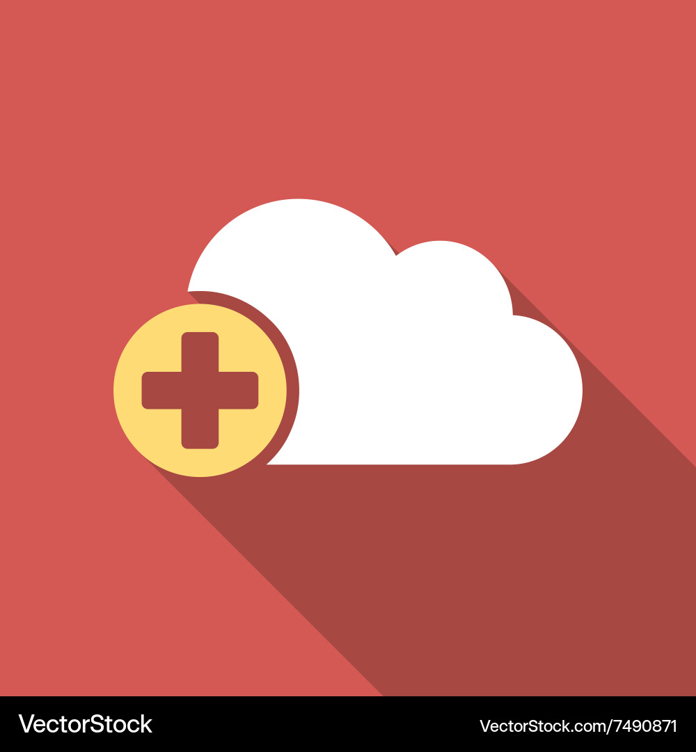 Create cloud flat square icon with long shadow vector image