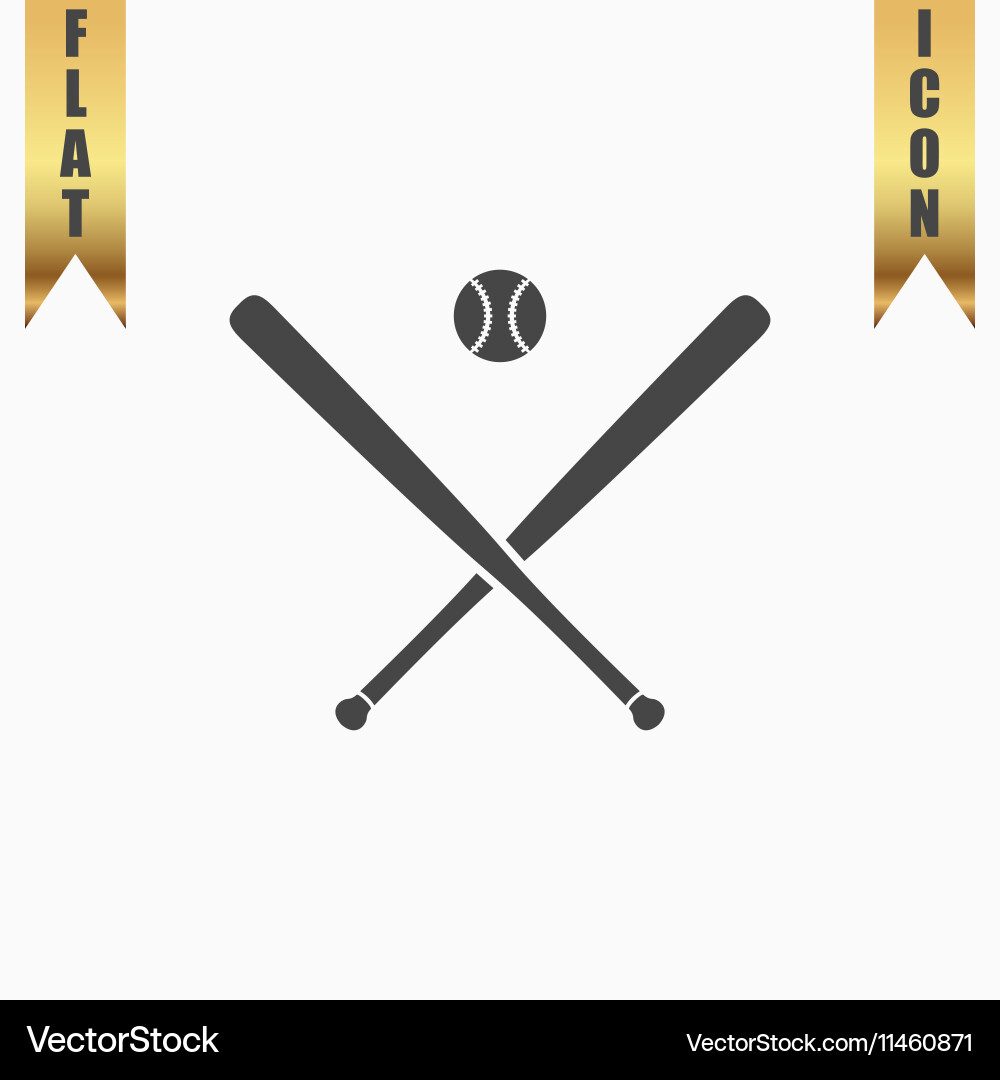 Crossed baseball bats and ball – Royalty-Free Vector | VectorStock, image size:1000x1080