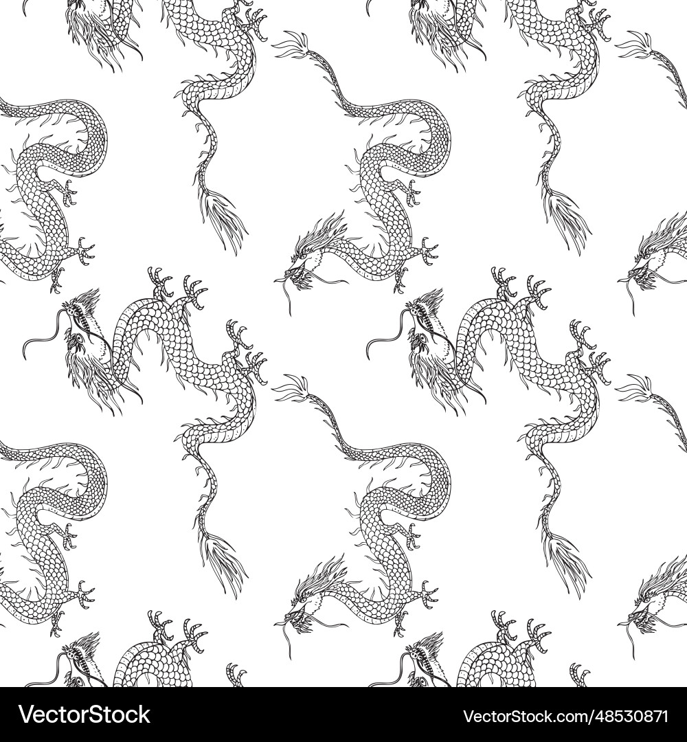 Dragons seamless pattern repeating background Dragons seamless pattern repeating background vector image