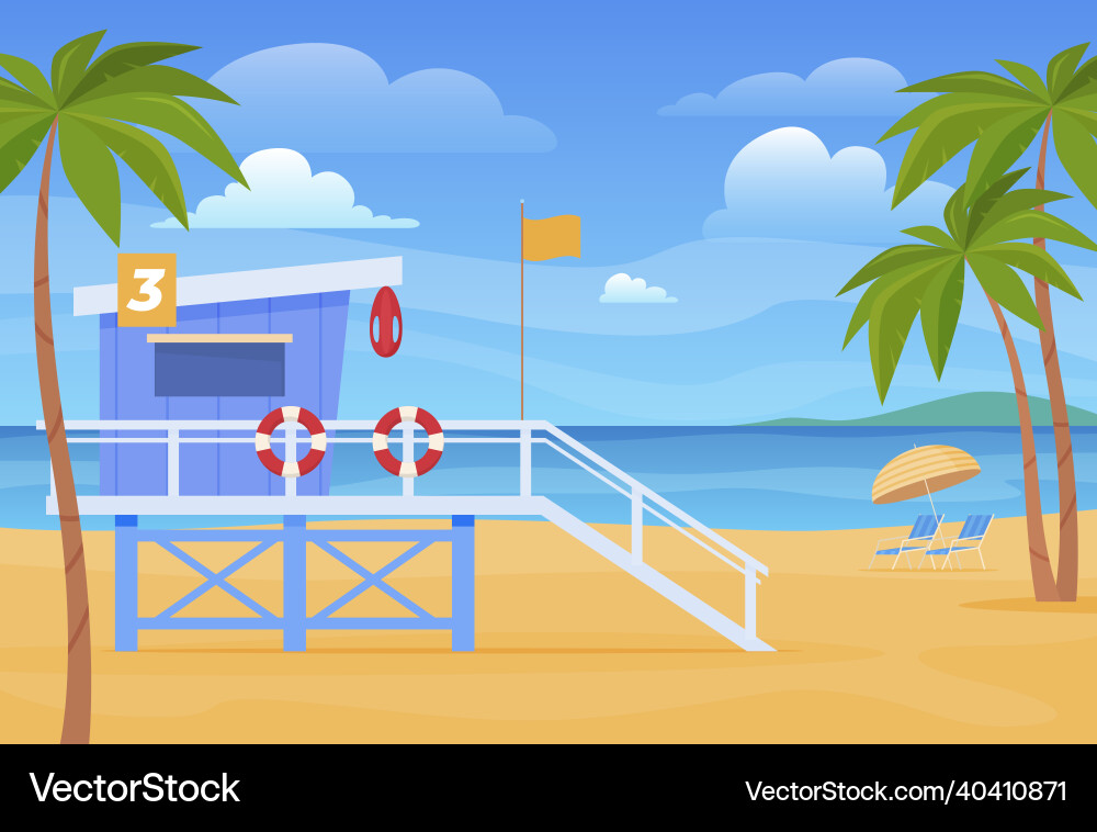 Empty Lifeguard Booth on Beach Vector Image