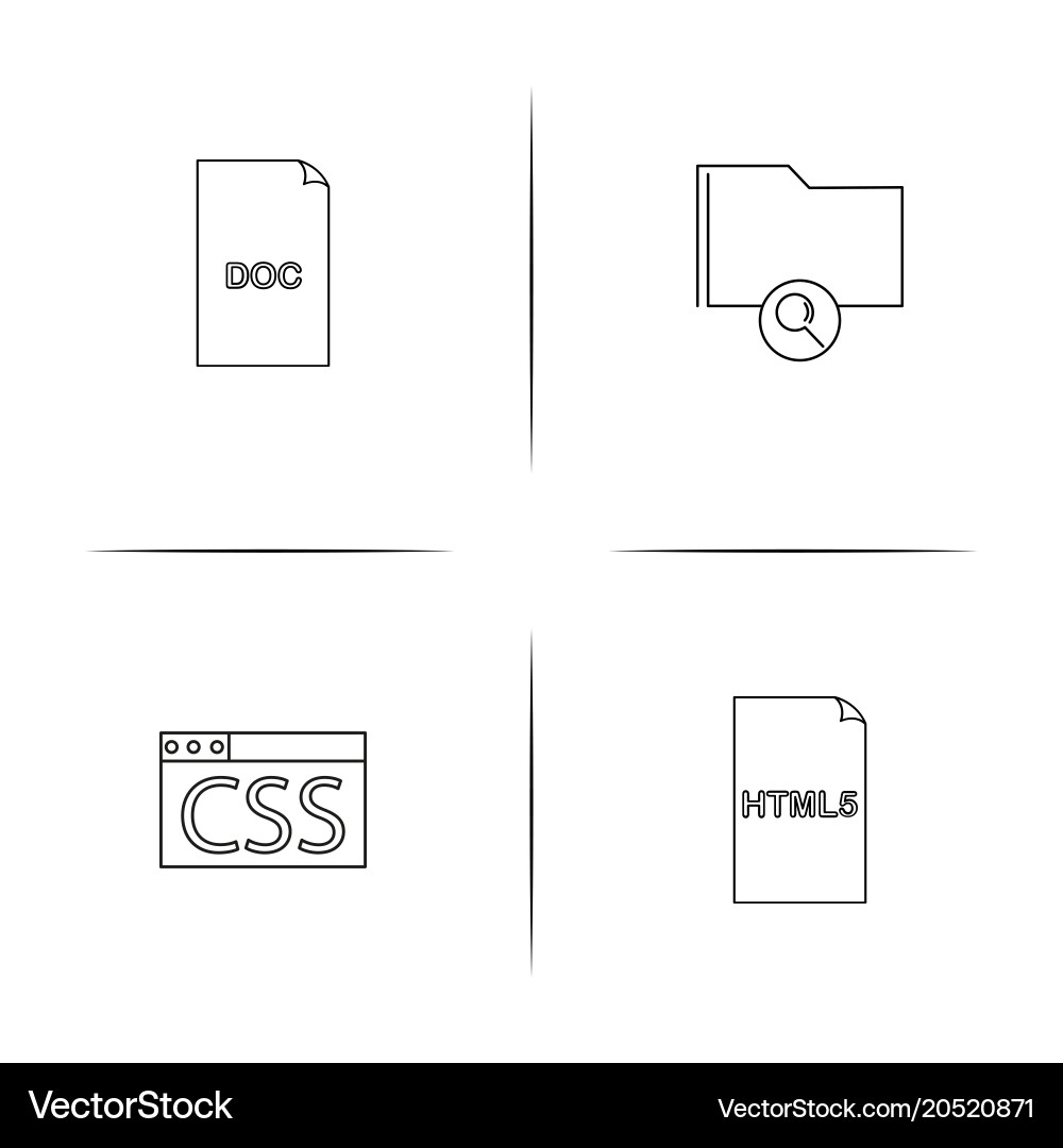 Files and folders sign simple linear icons set vector image