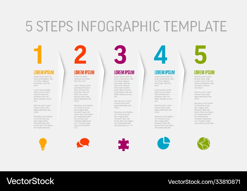 Five simple color steps process infographic Vector Image
