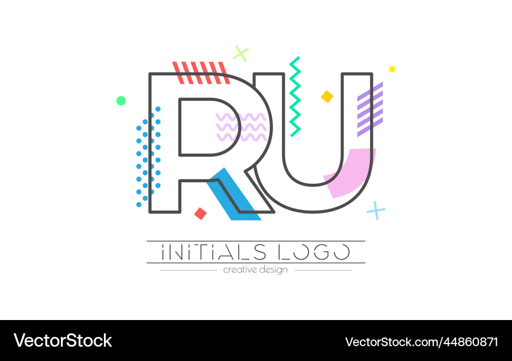 Letters r and u merging of two initials Letters r and u merging of two initials Vector Image