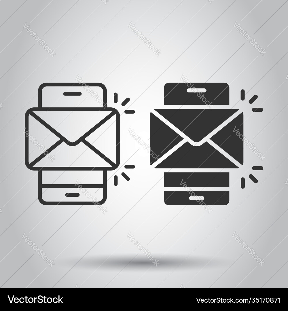 Message on smartphone icon in flat style mail vector image
