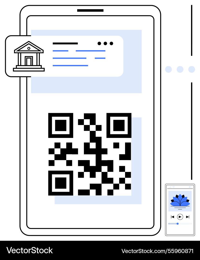 Mobile payment system with qr code and bank Vector Image