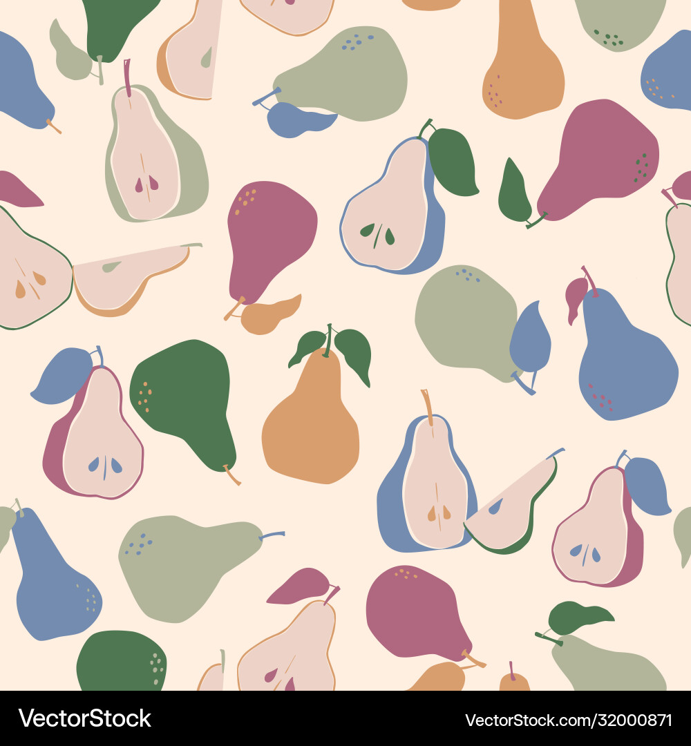 Pears Seamless Pattern Vector Image