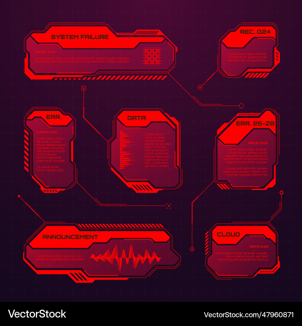 Red futuristic hud or ui elements sci-fi user Red futuristic hud or ui elements sci-fi user vector image