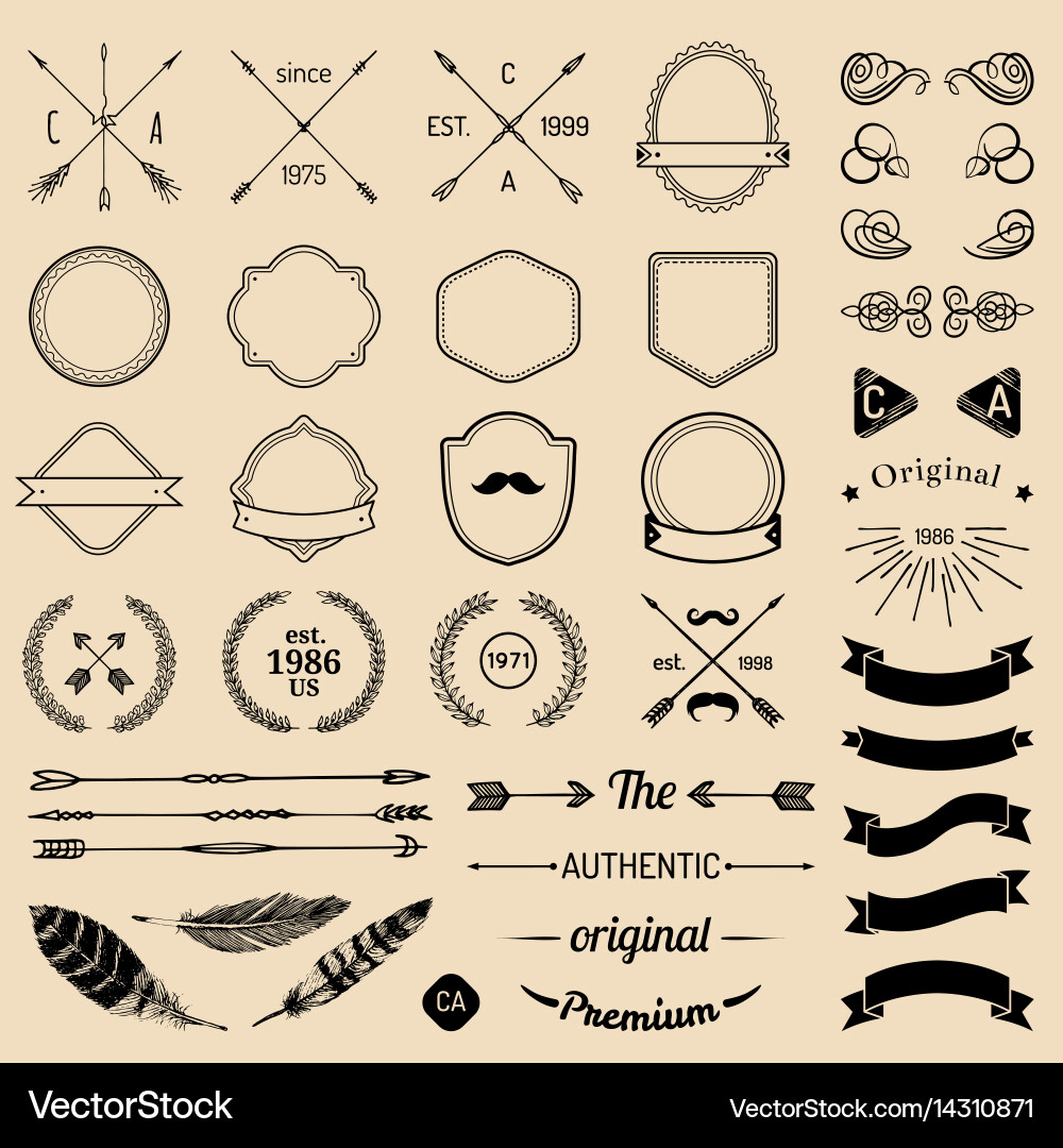 Retro Label Elements - Vintage & Rustic Vector Image