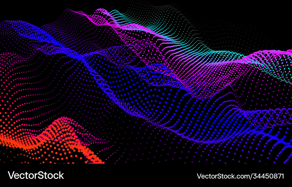 Sea waves from node hud data dots flow research Vector Image