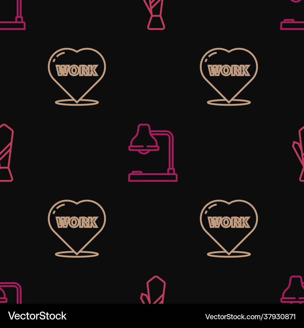 Set line tie heart with text work and table lamp Set line tie heart with text work and table lamp vector image