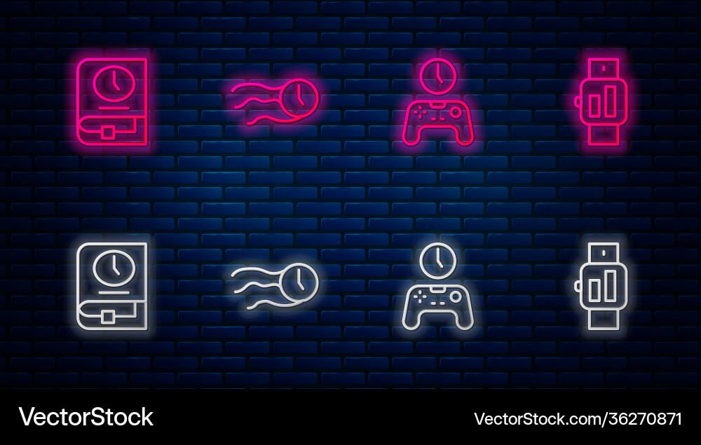 Set line time flies on clock gamepad Vector Image