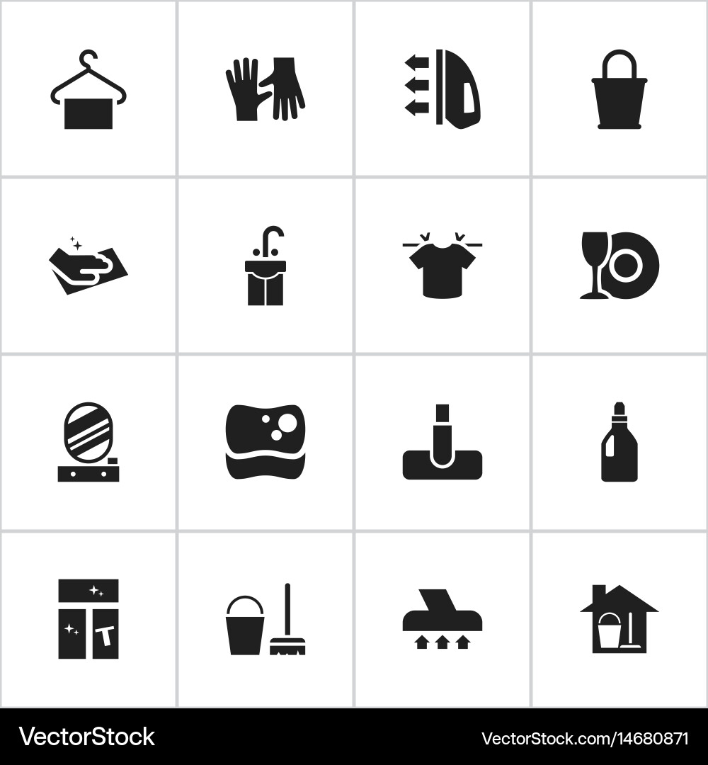 Set of 16 editable cleanup icons includes symbols vector image