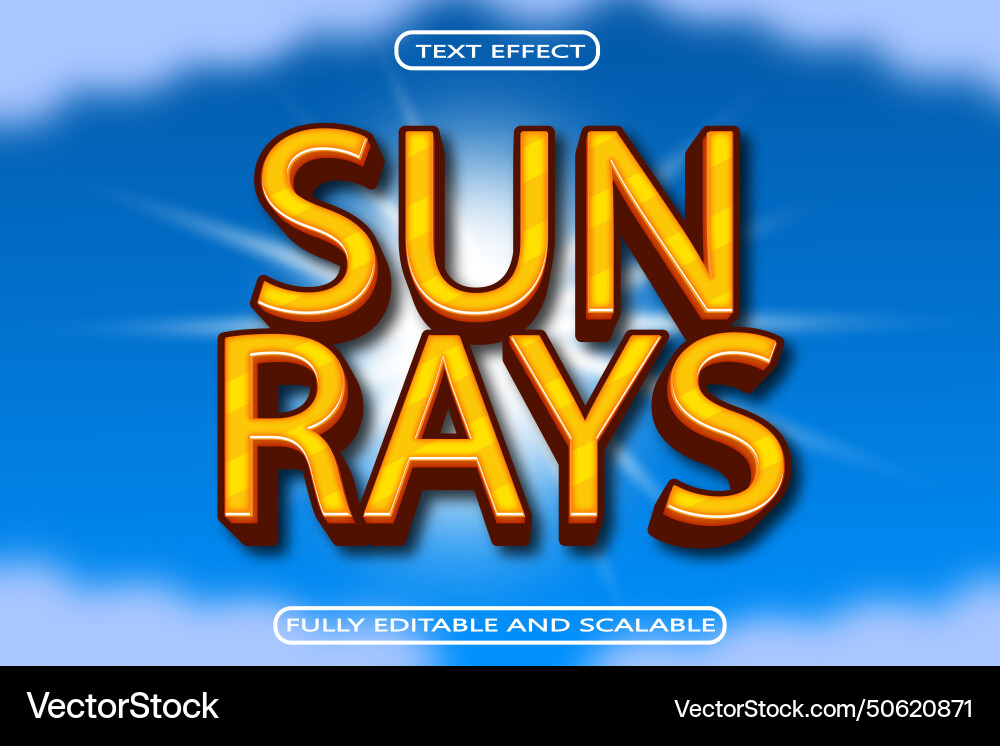 Sun rays editable text effect 3d emboss modern Sun rays editable text effect 3d emboss modern vector image