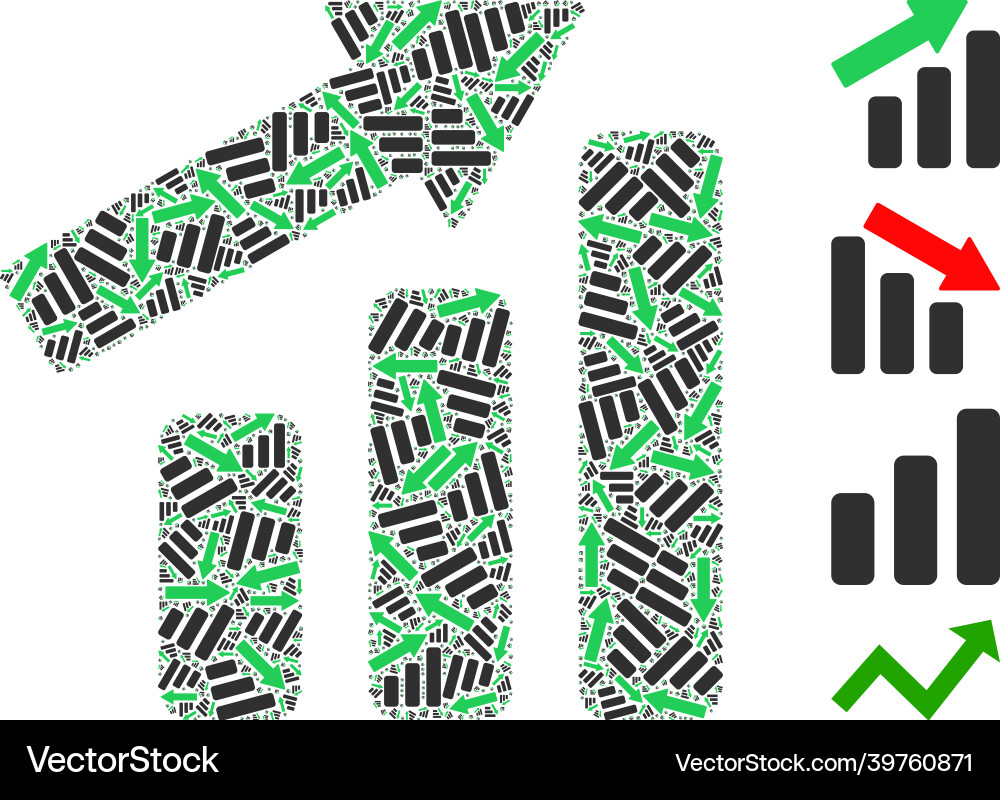 Up trend bar chart icon recursive composition Up trend bar chart icon recursive composition vector image
