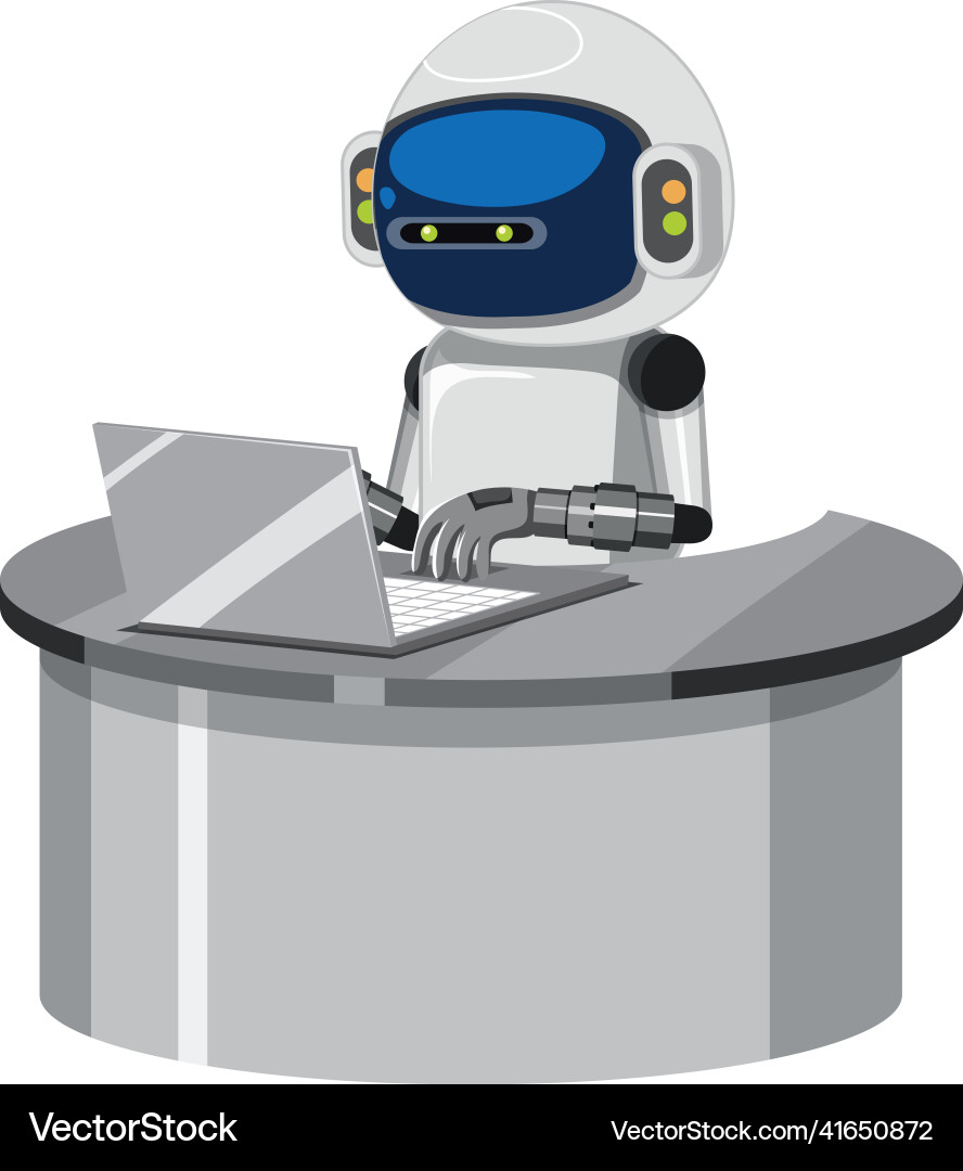 A robotic engineer controlling machine Vector Image