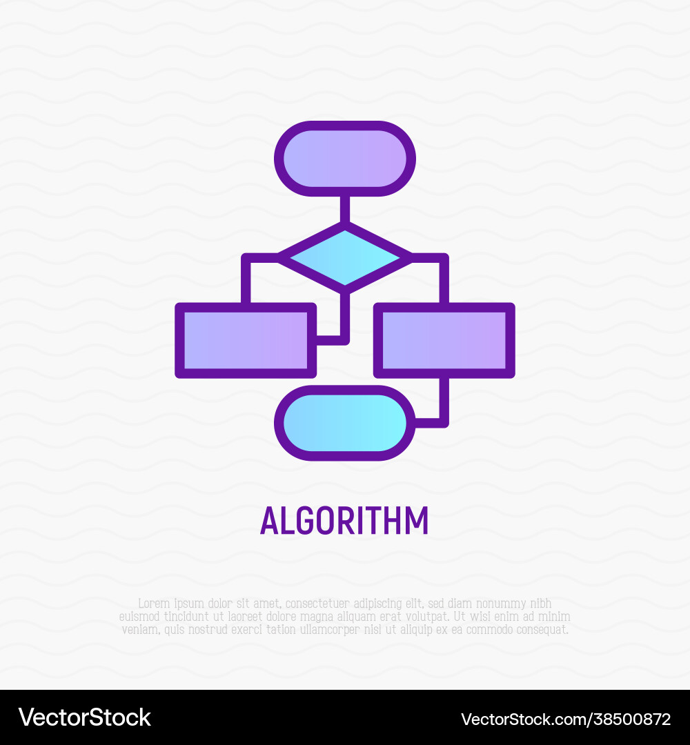 Algorithm Line Icon - Modern Digital vector image